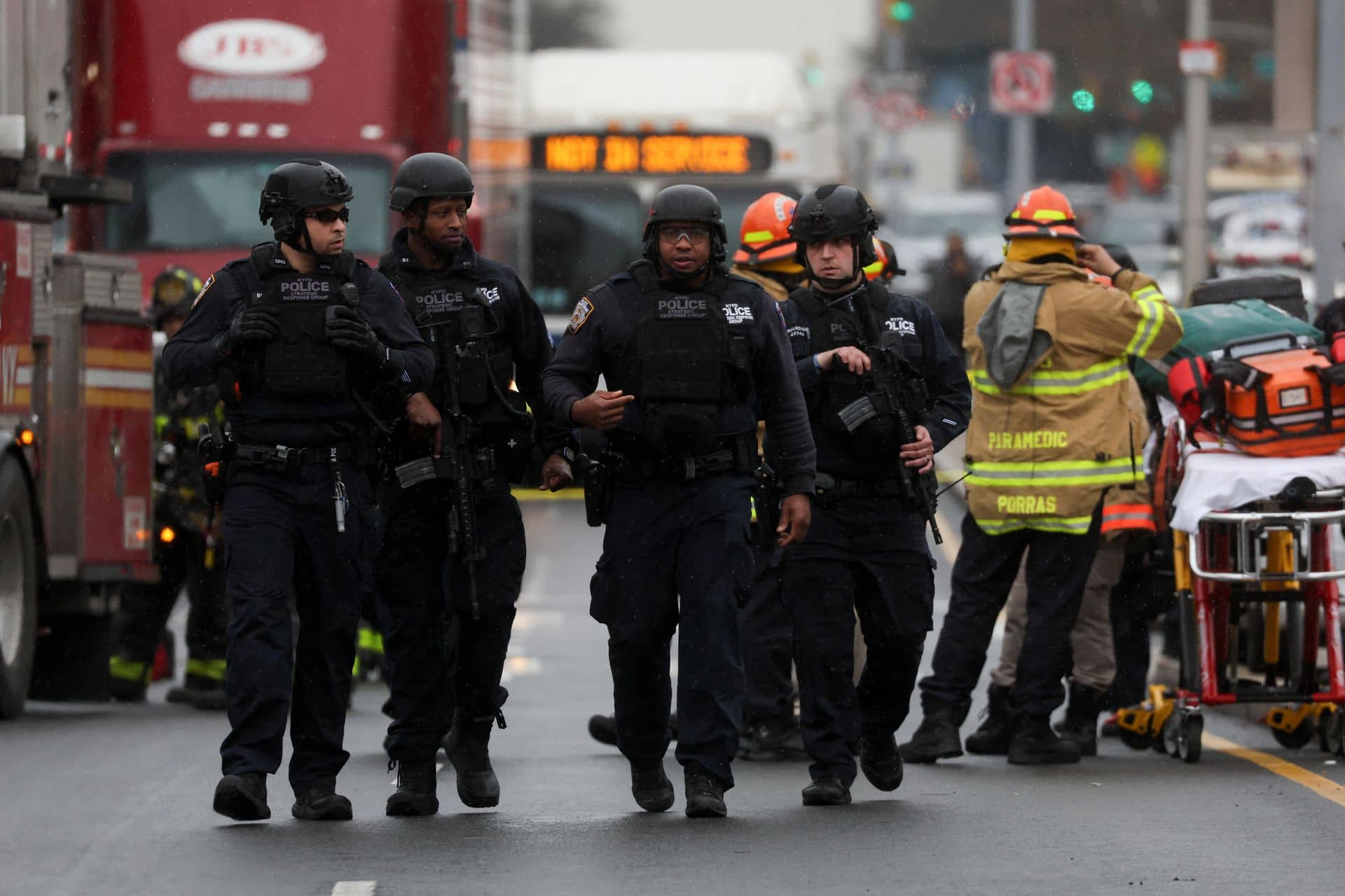 Police officers near the scene