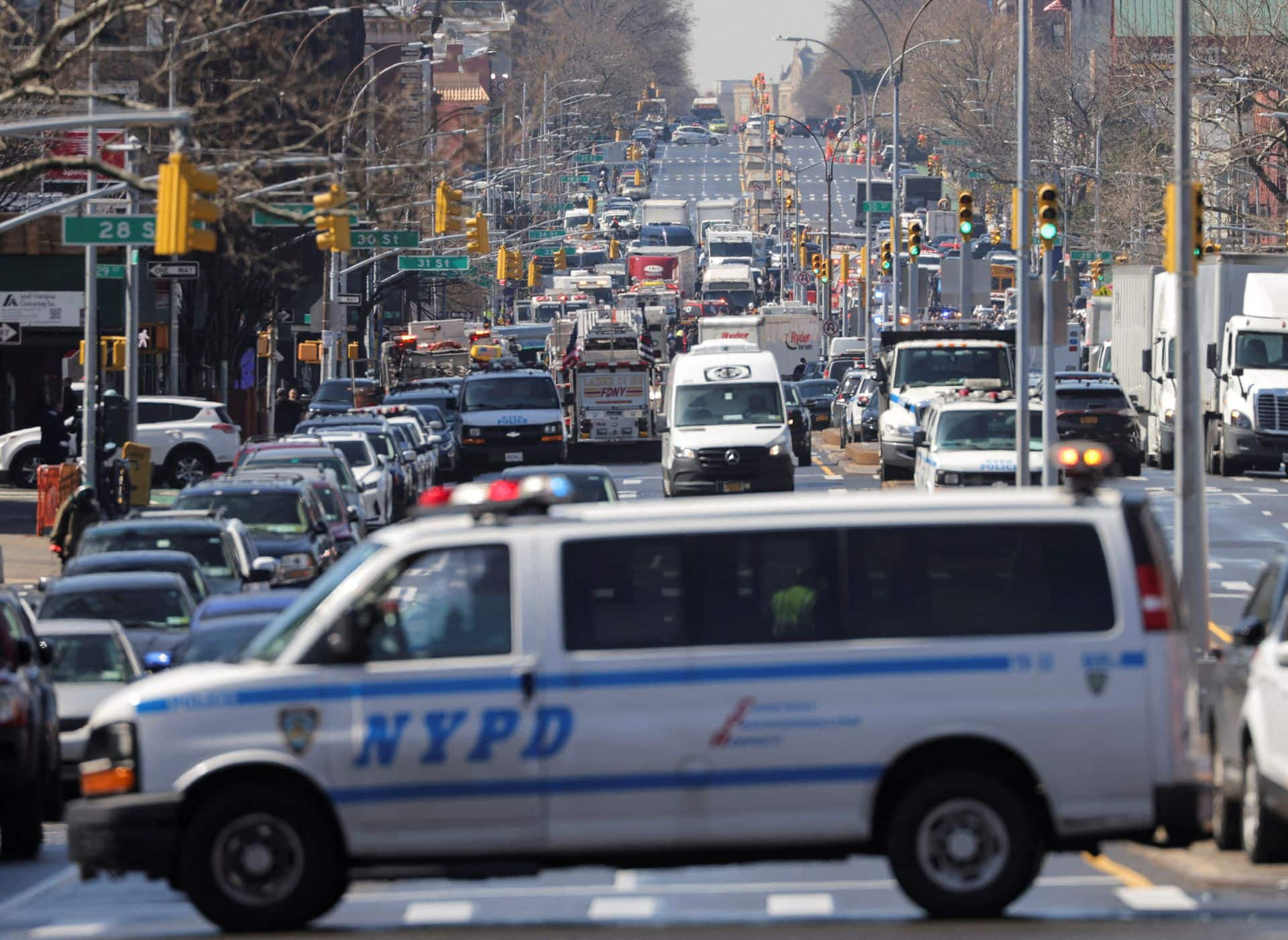 Traffic near the scene