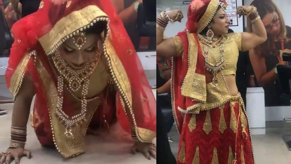 Watch: Bride does push-ups in heavy wedding lehenga, video goes viral