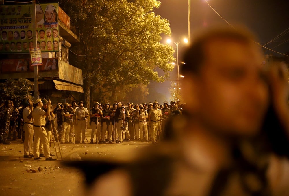 Police personnel deployed in Delhi's Jahangirpuri after violent communal clashes