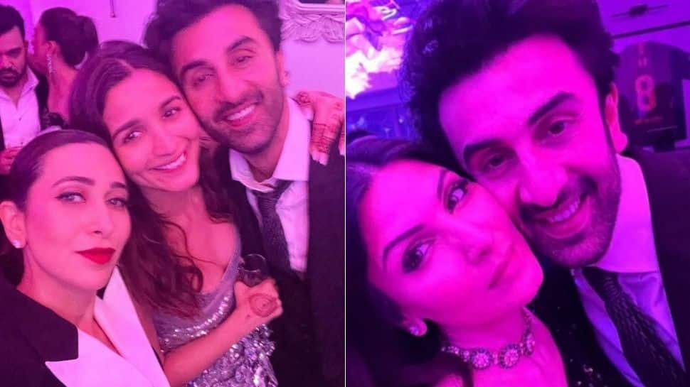 PICS: Ranbir Kapoor dons formals, Alia Bhatt stuns in shimmery dress at post wedding bash