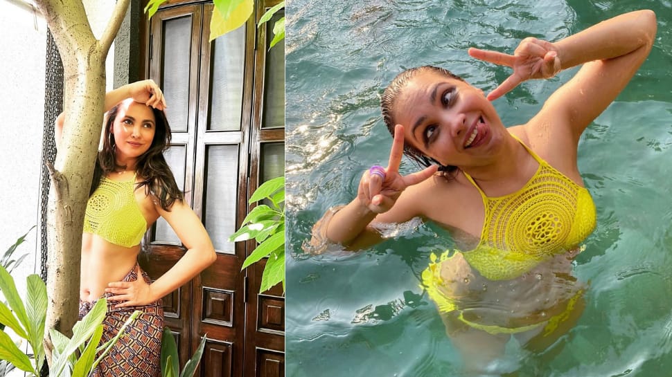 Lara Dutta enjoys pool-time in a chic yellow crochet bikini set, sets internet ablaze with photos!