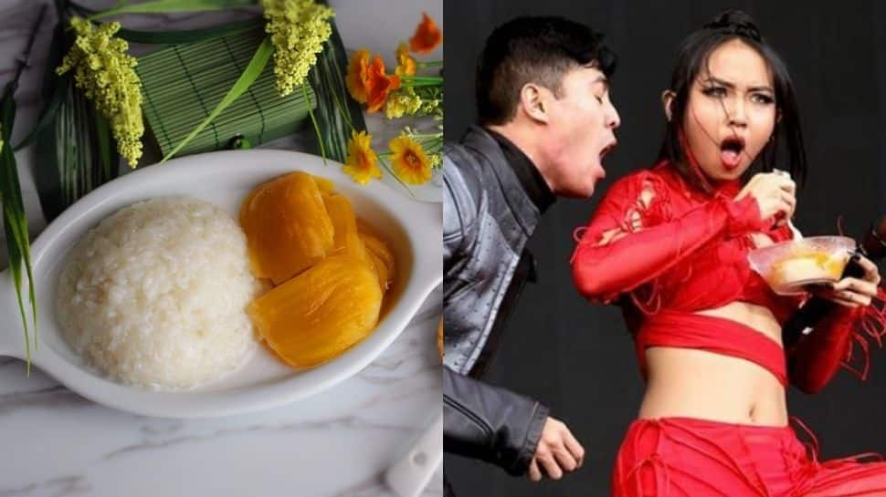 Rapper Milli eats mango sticky rice on stage