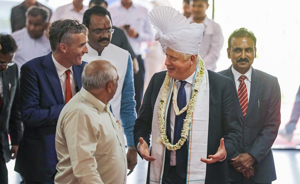 UK PM Boris Johnson dons a turban during his trip to India