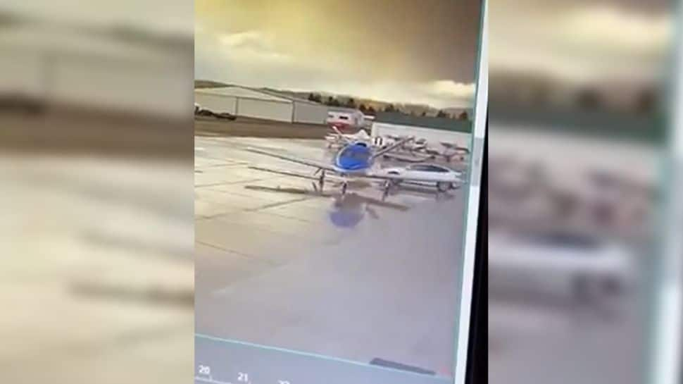 Watch: Self-driving Tesla EV crashes into multi-million dollar private jet