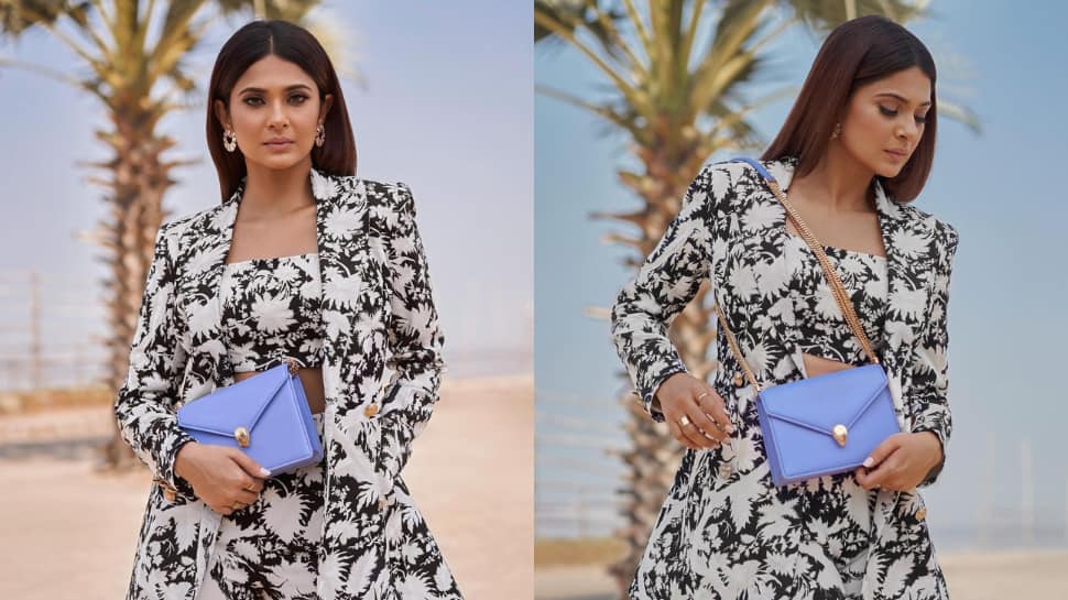 Jennifer Winget gives tropical vibes in black and white blazer set