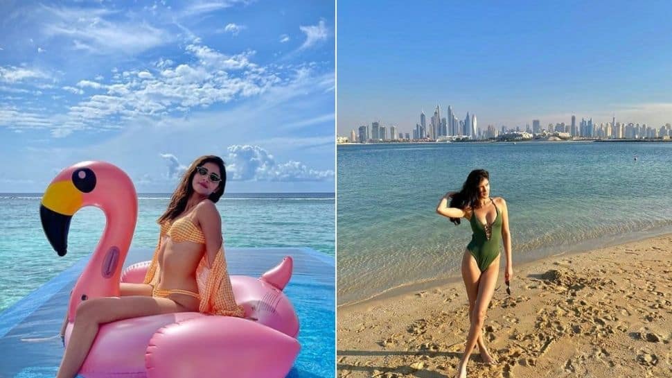 Shanaya's monokini outfit vs Ananya's pastel bikini