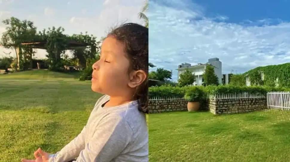 MS Dhoni's daughter Ziva poses at her farmhouse in Ranchi. The beautiful outdoor pictures from Dhoni’s Ranchi farmhouse are calming and comforting. (Source: Twitter)
