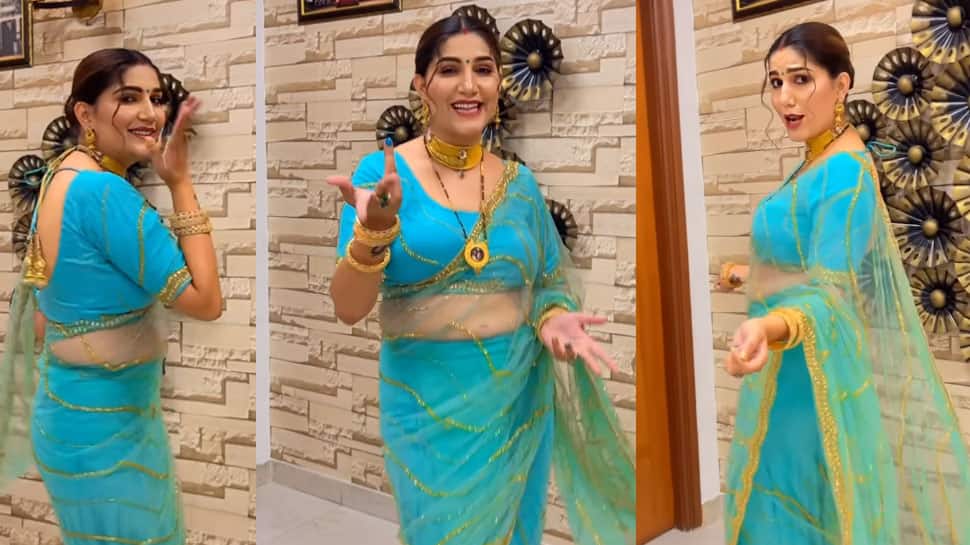 Sapna Chaudhary Ki Xxx - Sapna Choudharys desi dance on Ankhiyon Se Goli Maare in a blue see-through  saree hits internet - Watch | Buzz News | Zee News
