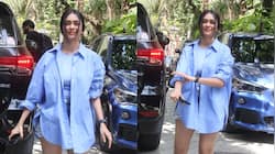 Mrunal Thakur looks summer ready in light blue oversized shirt and shorts: PIC
