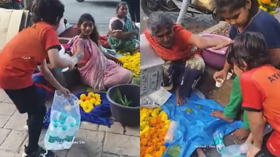 VIRAL: Anak-anak menyajikan air untuk pedagang kaki lima di tengah gelombang panas, memenangkan hati- TONTON |  Berita India