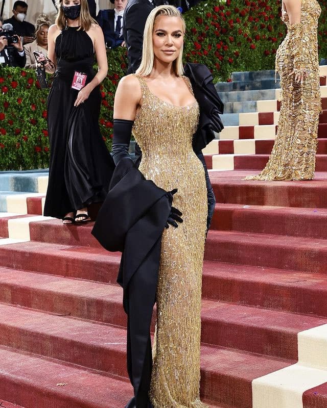 Khloe Kardashian shimmers in gold at Met Gala 2022