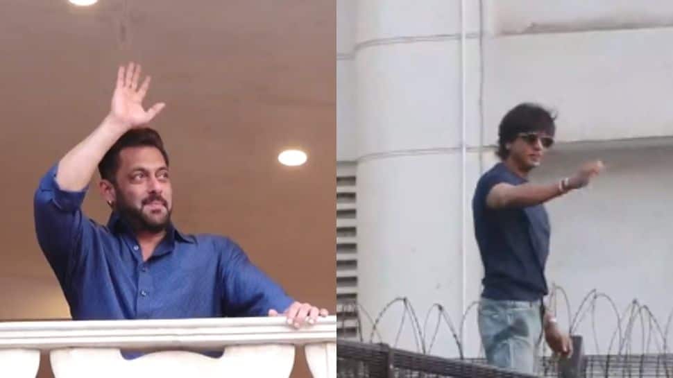 Eid-ul-Fitr 2022: Shah Rukh Khan climbs fence to take selfie with fans, Salman Khan greets from balcony - Watch