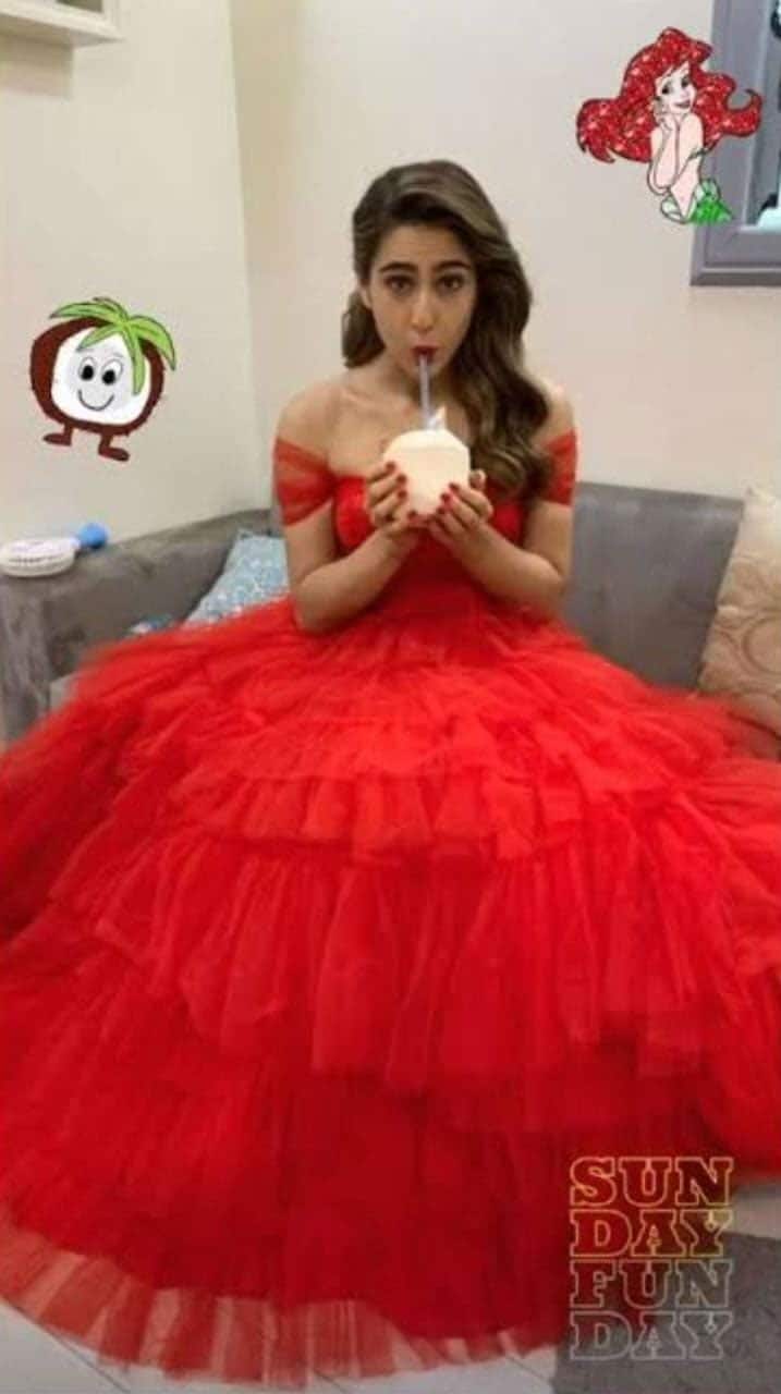 Sara Ali Khan sits pretty in a princess red gown
