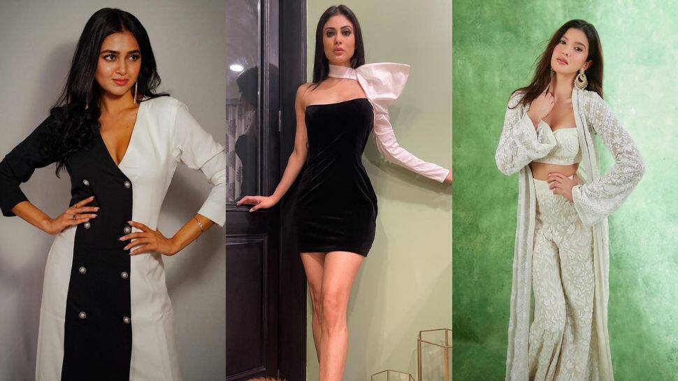 Shanaya Kapoor, Mouni Roy and Tejasswi Prakash in monochrome outfits