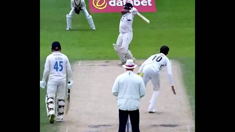 WATCH: India&#039;s Cheteshwar Pujara hits an upper cut six off Pakistan&#039;s Shaheen Afridi