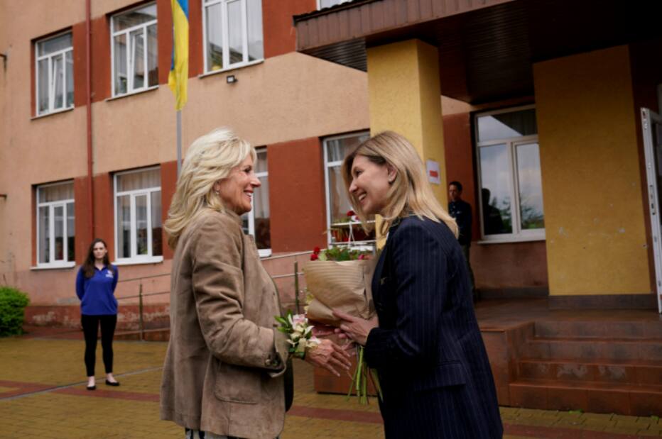 US first lady Jill Biden meets Ukraine's first lady Olena Zelenska