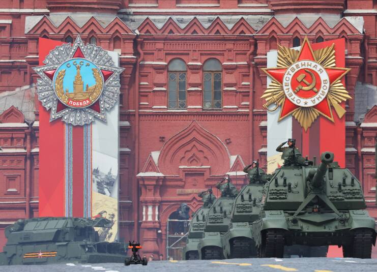A group of tanks lined up at Red Square