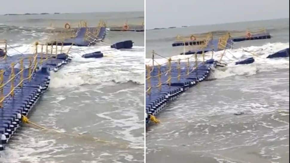 Karnataka's first floating bridge falls apart 3 days after inauguration -  Watch viral video | India News | Zee News