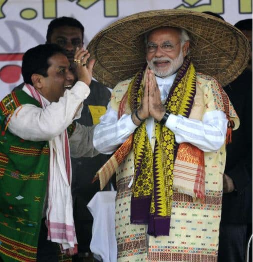 PM Modi in traditional Jaapi hat made from bamboo