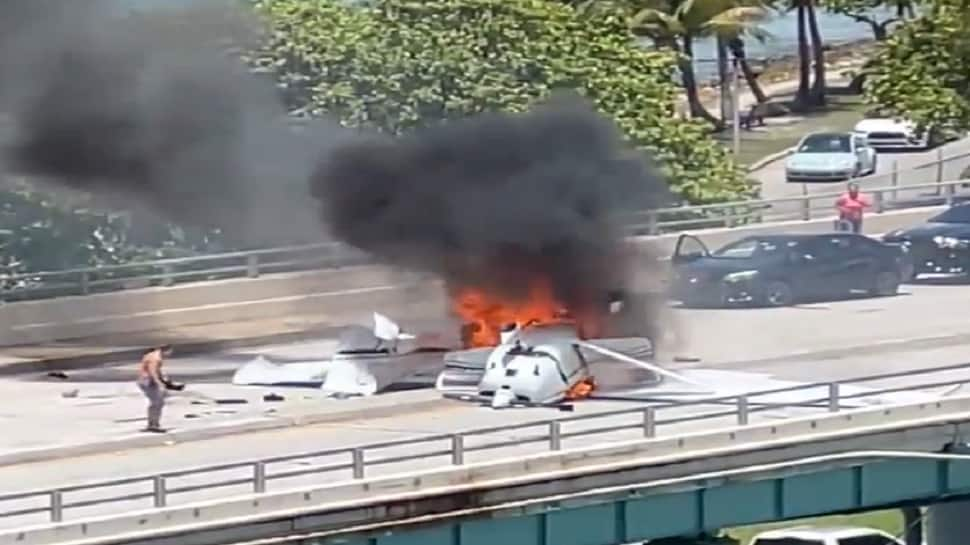 Small plane crash lands on a bridge into a SUV, passengers injured: Watch Video