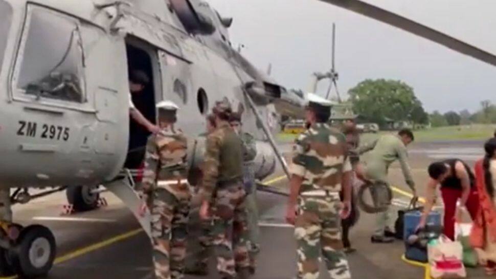Assam floods: IAF swoops in to rescue stranded train passengers in Dima Hasao district - Watch thumbnail