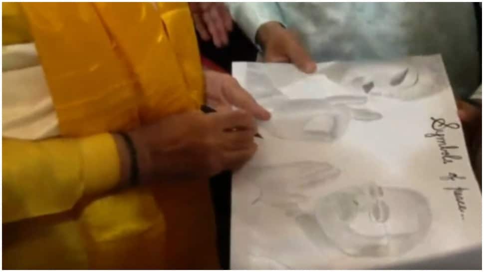 PM Narendra Modi signs sketch of him and Lord Buddha made by boy in Nepal- Watch viral video thumbnail