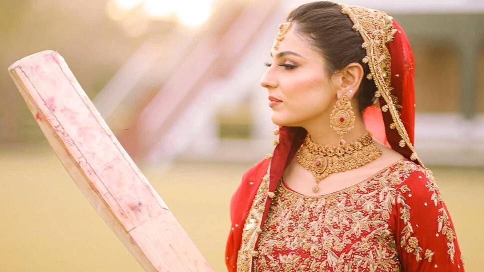 Pakistan women cricketer Kainat Imtiaz got married on March 30 but shared pictures from her cricket-themed wedding photoshoot on Instagram on Monday. (Source: Instagram)