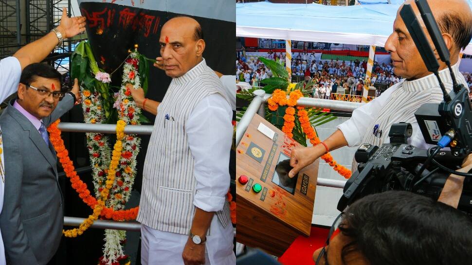 To ‘add might’ to Navy’s arsenal, Rajnath Singh launches two warships