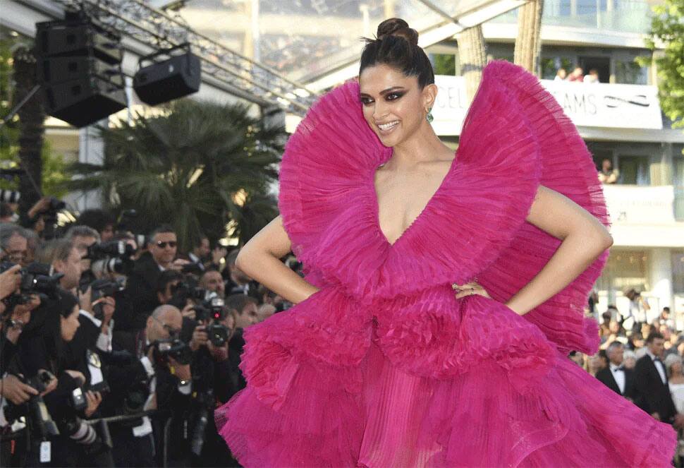 Deepika Padukone in fuschia pink couture dress