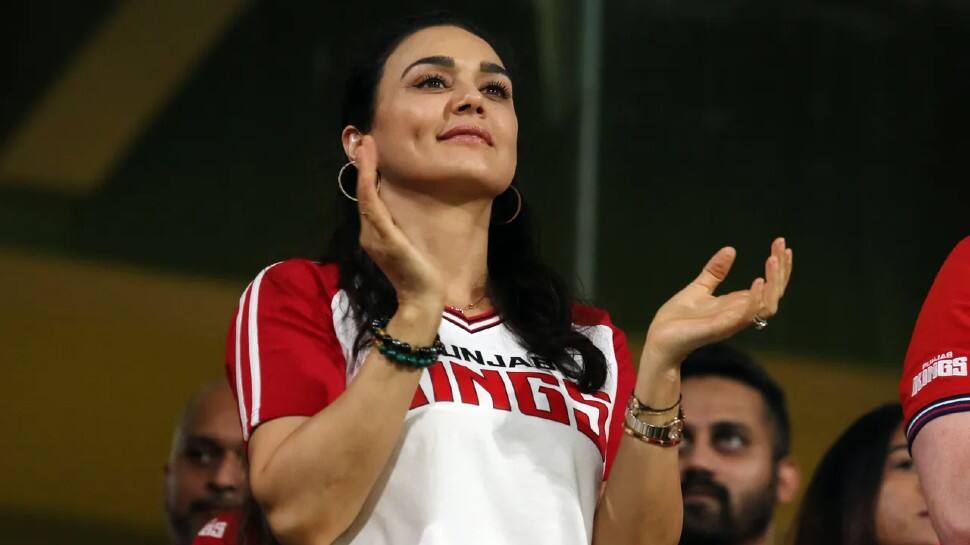 Punjab Kings co-owner and Bollywood star Preity Zinta cheers for her side in their last match against Delhi Capitals. (Photo: BCCI/IPL)