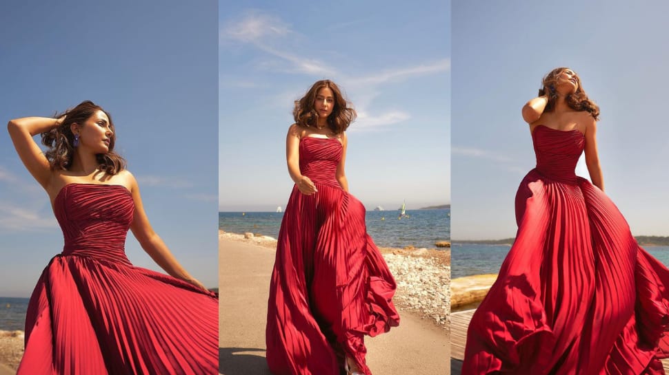 Hina Khan paints French Riviera red in alluring gown