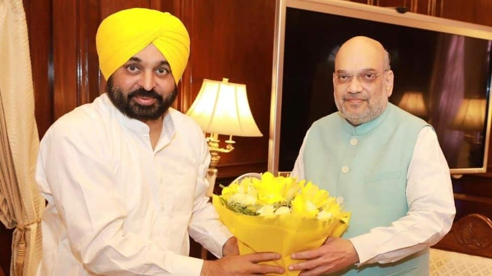 Punjab CM Bhagwant Mann meets Amit Shah in Delhi; discusses border security, Bhakra Beas board issues