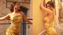 Cannes 2022: Hina Khan impresses with new look, shines in satin golden gown