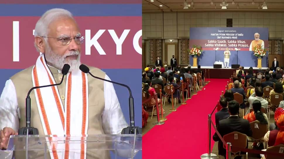 &#039;Jai Shri Ram&#039; in Tokyo: PM Modi receives grand welcome from Indians in Japan- WATCH