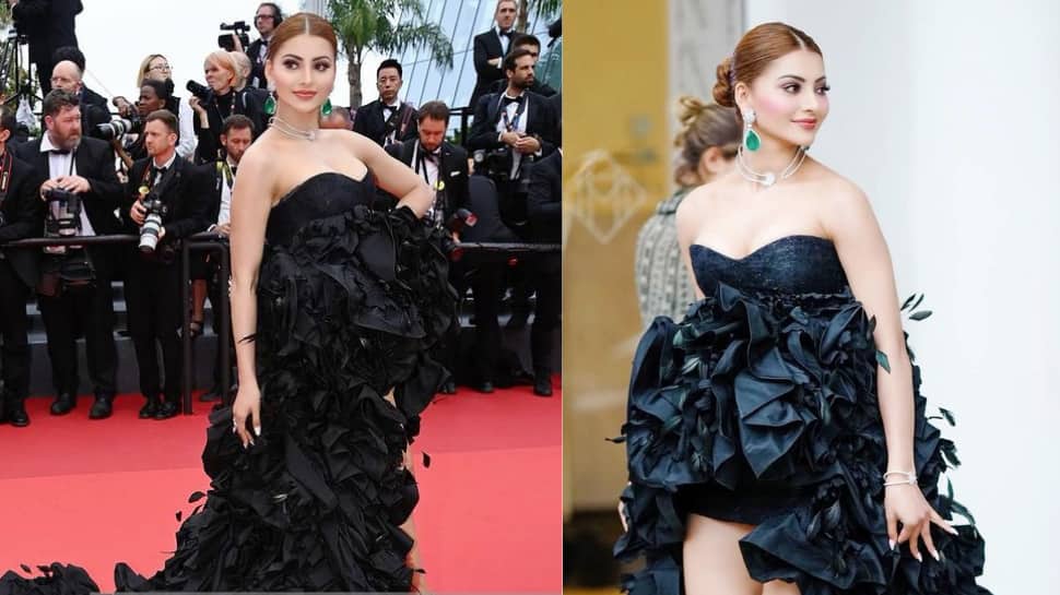 Cannes 2022: Urvashi Rautela opts for a dramatic black dress for her second red carpet appearance - PICS 