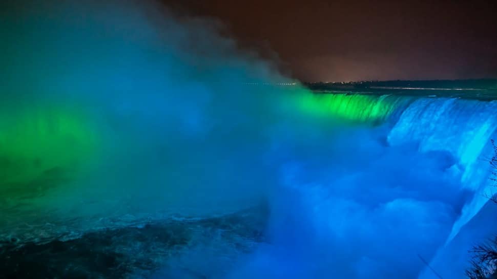 A Sight To Behold! Niagra Falls Light Up In Save Soil Logo Colours