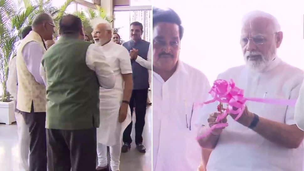 PM Narendra Modi reaches Gujarat, inaugurates Matushri KDP Multispeciality Hospital