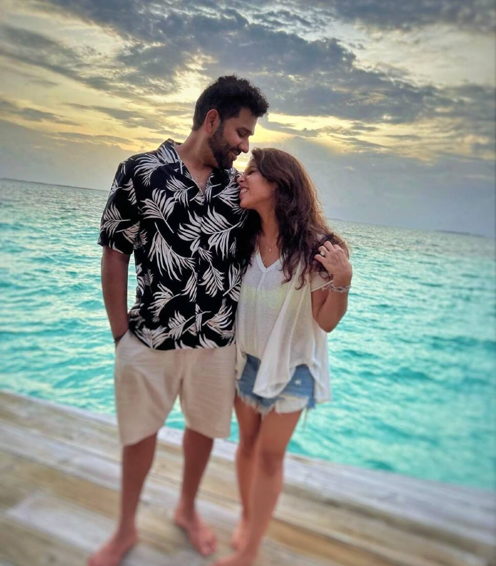 Rohit Sharma and Ritika Sajden are staying at Soneva Jani, a 5-star resort on Medhufaru Island that offers both overwater and island villas. All the villas are situated amidst seawater and have a private pool and a retractable roof in the master bedroom for stargazing. (Source: Instagram)