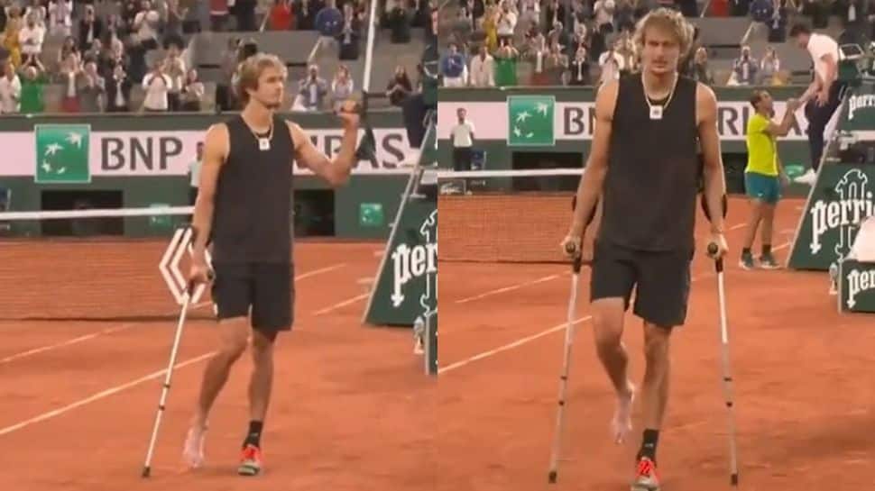 Watch: Injured Alexander Zverev limps off the court as crowd gives him standing ovation