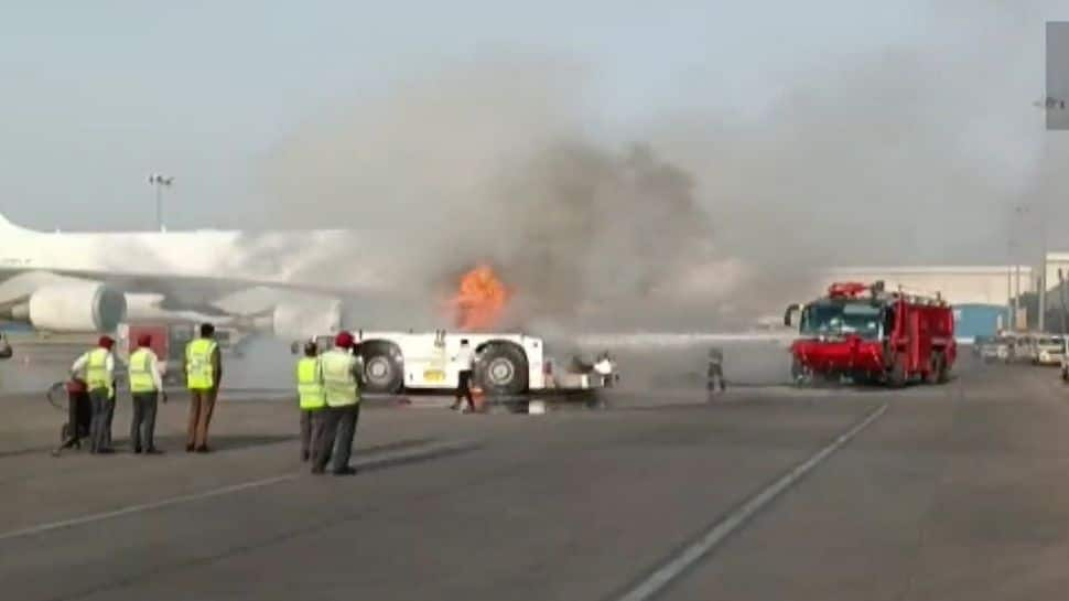 Fire breaks out at Delhi airport, pushback towing vehicle burned- WATCH