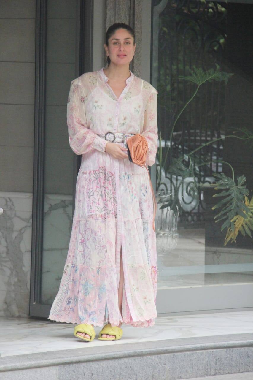 Kareena Kapoor pairs her pastel dress with bright yellow heels