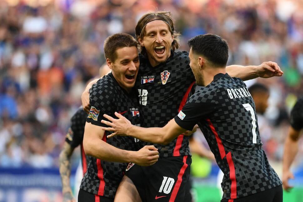 Croatia's Luka Modric celebrates after scoring against France in their UEFA Nations League match. It was Modric’s 22nd goal in 152 games for Croatia. (Source: Twitter)