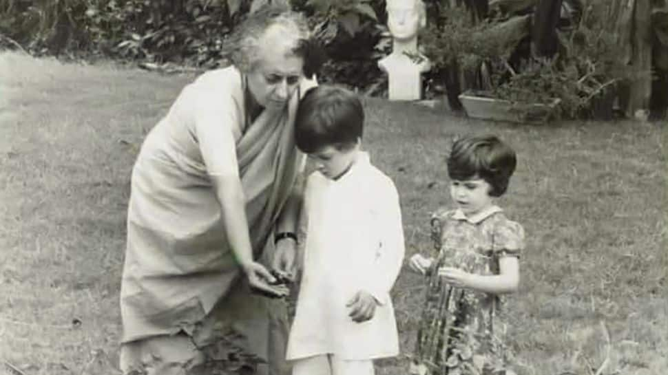 Rahul Gandhi with his grandmother and sister