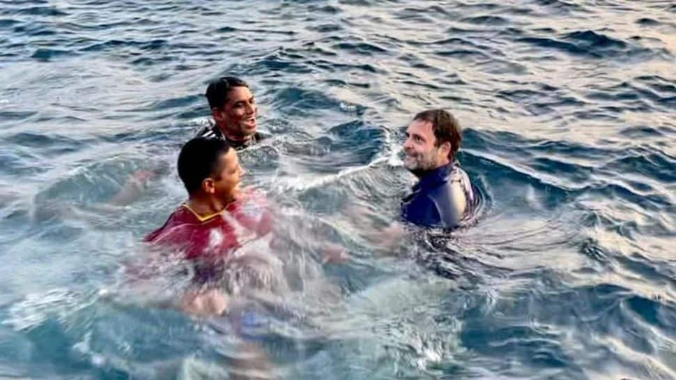 Rahul Gandhi jumps into sea to swim with fishermen