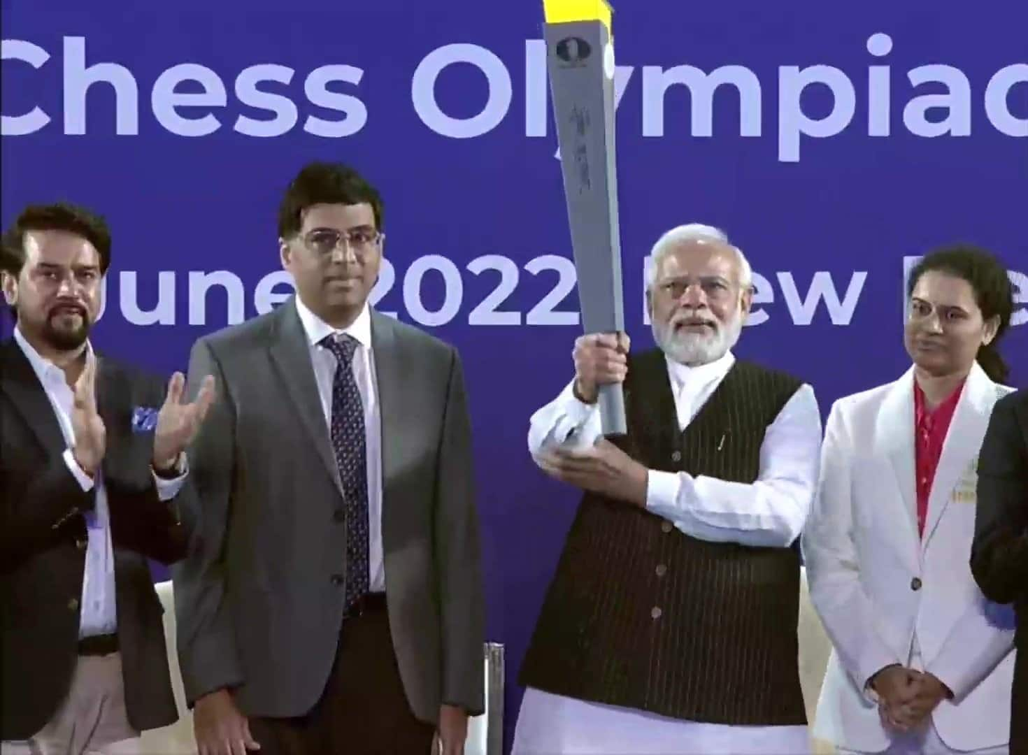 Narendra Modi with the torch