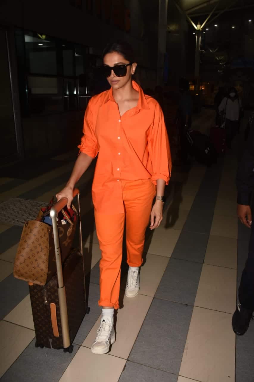 Deepika opts for bright orange co-ord set