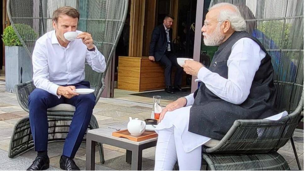 Chai pe charcha: Internet reacts to PM Narendra Modi, French President Emmanuel Macron holding a conversation over tea at G7 summit