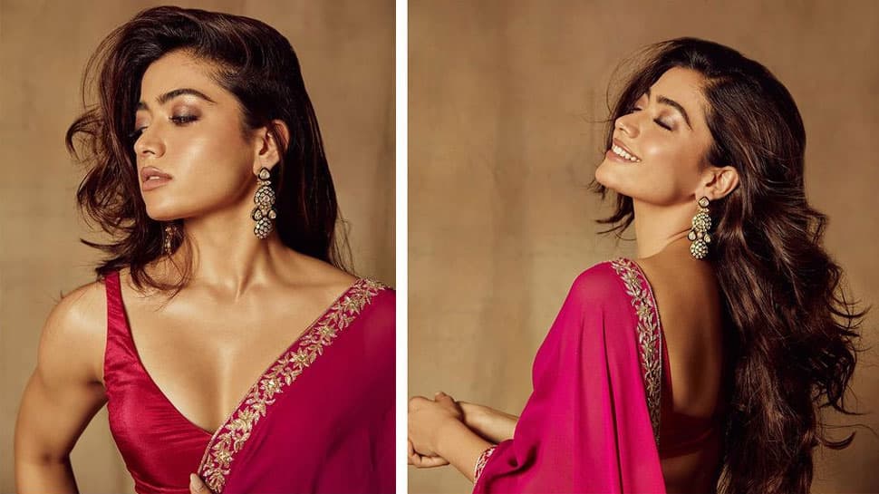 Rashmika Mandanna aka Srivalli from Pushpa wears a wine colour saree, poses in desi look - Check out latest photoshoot!