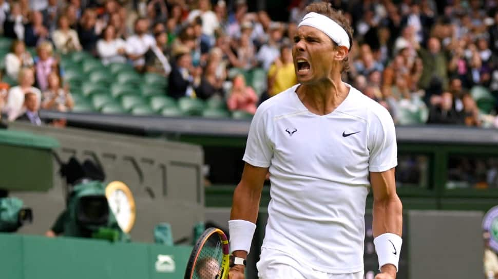 No. 2 seed Rafa Nadal exults after defeating Francisco Cerundolo of Uruguay in first round of Wimbledon 2022. Nadal won 6-4, 6-3, 3-6, 6-4. (Photo: Reuters)